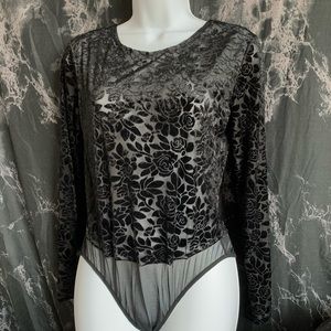 Mesh Floral Velvet Bodysuit